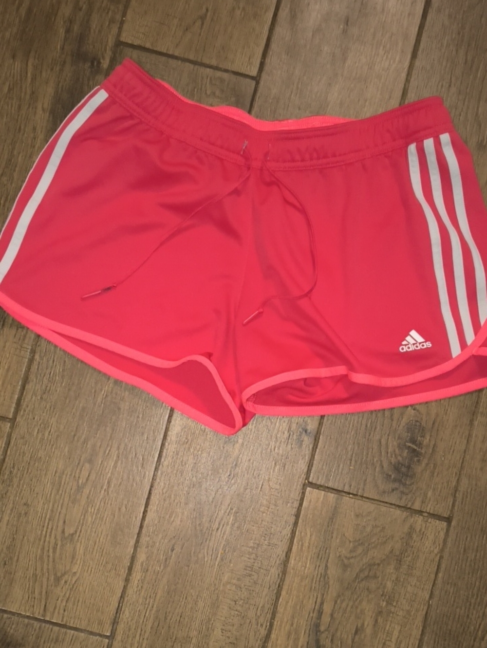 adidas Women's Hot Pink Running Shorts with White Stripes